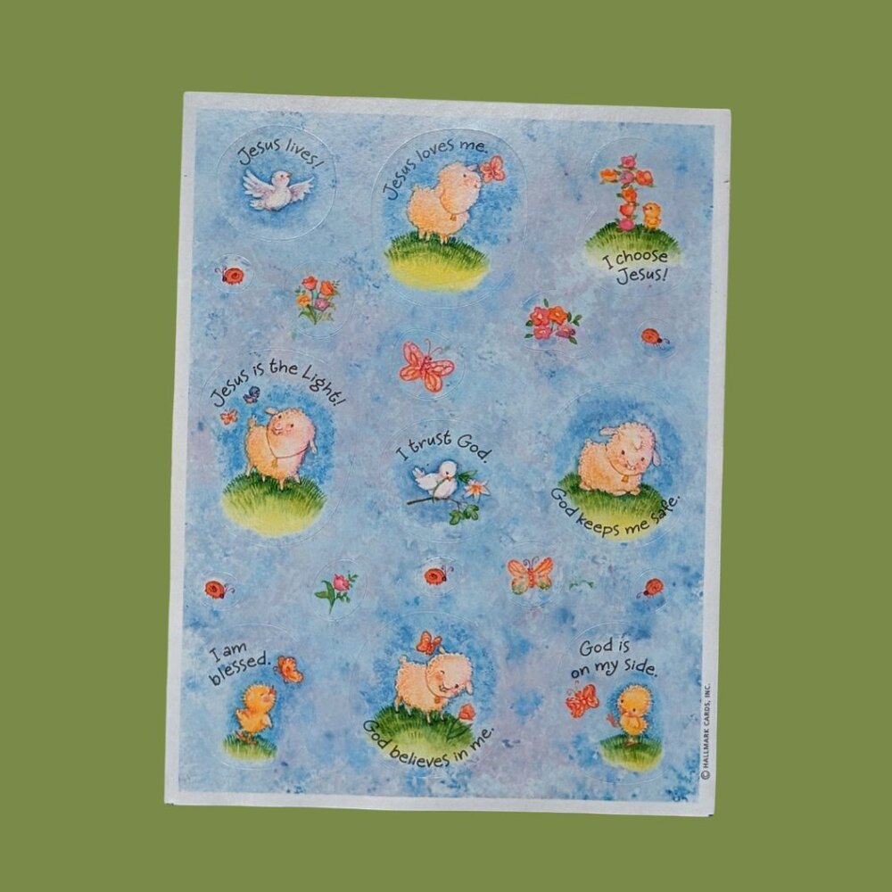 10/$25 Vintage Christian Sticker Sheet Early 90s Lambs, Blessings